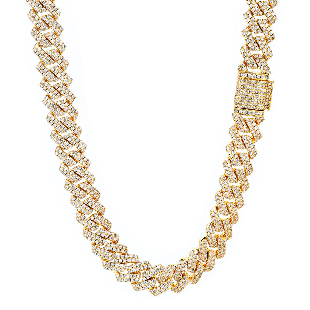 14mm 925 silver moissanite diamond cuban chain