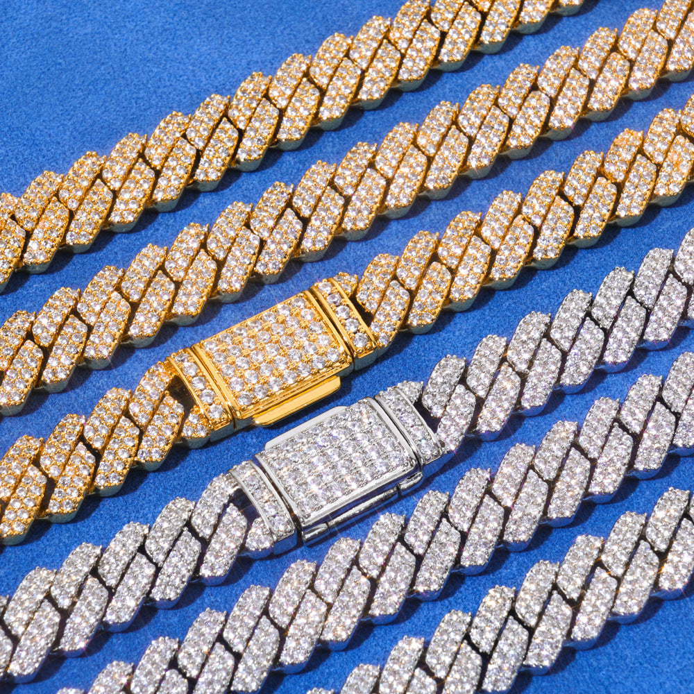 8mm S925 silver double row diamond moissanite bracelet Gubanlink