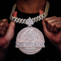 Custom Men's "SELF-MADE" Pendant 9Ct Round Moissanite 925 Silver Necklace Bornreal Jewelry
