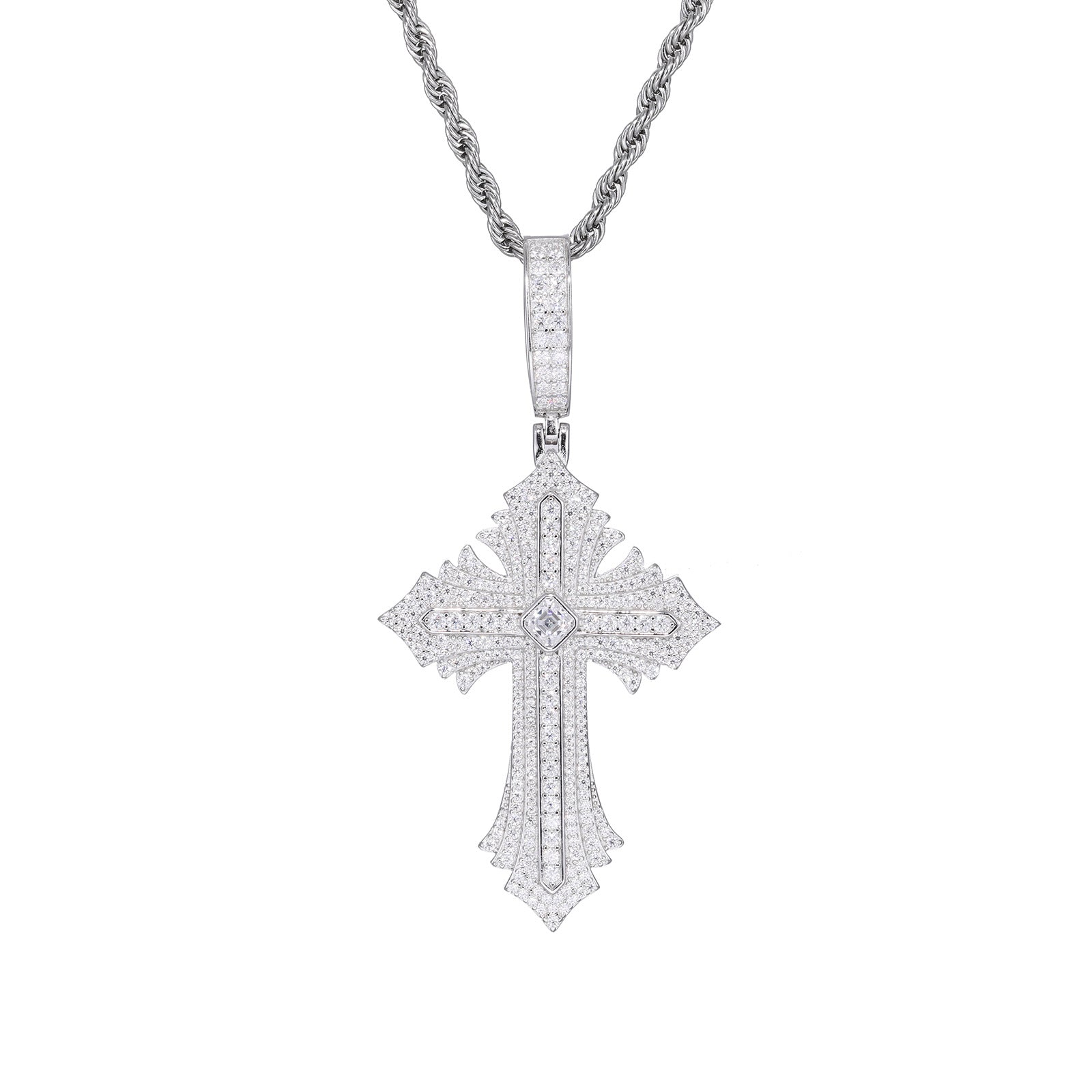 Moissanite Abstract Cross Pendant