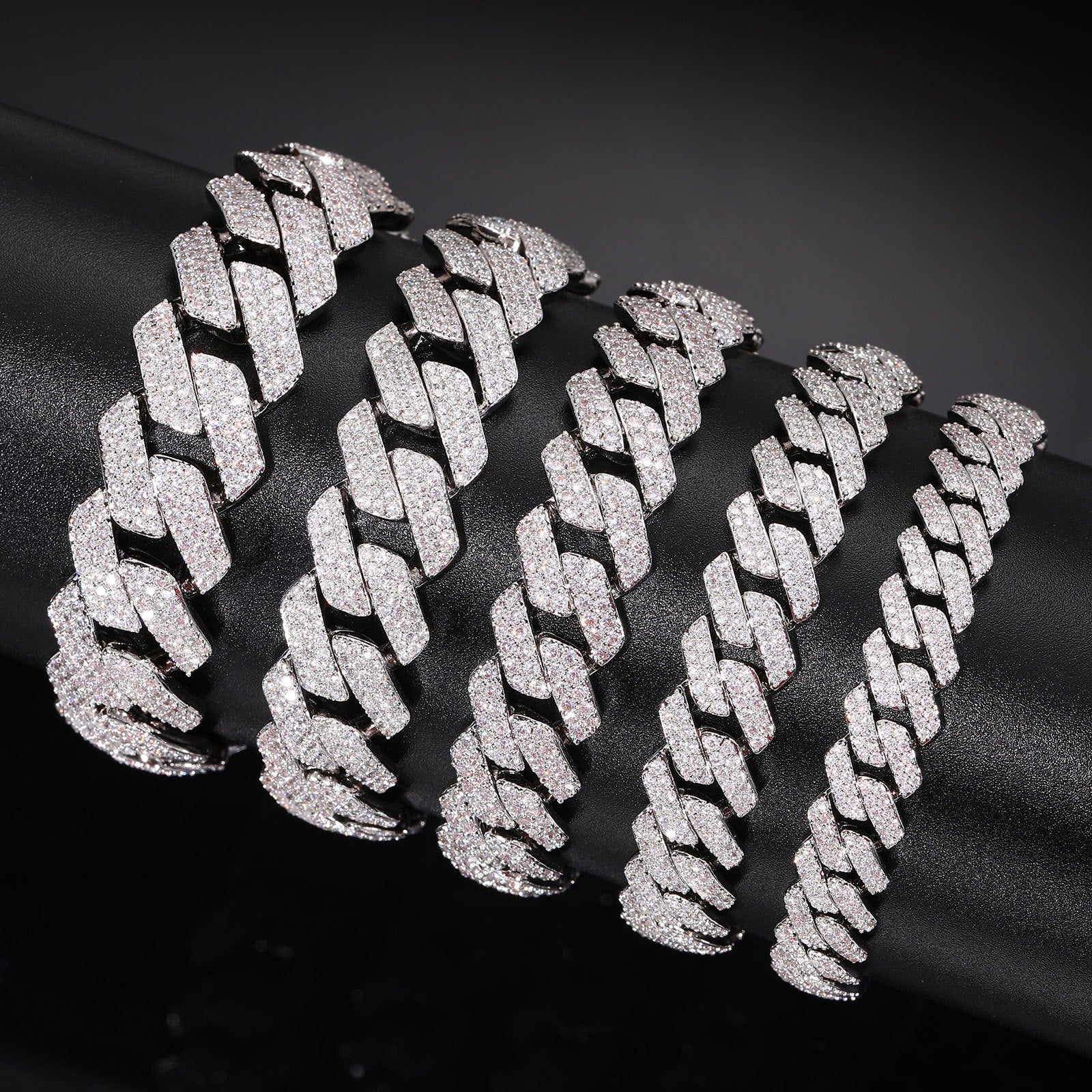 12MM White Gold Plated Iced Out  Cuban Link Chain Thegoldlinks