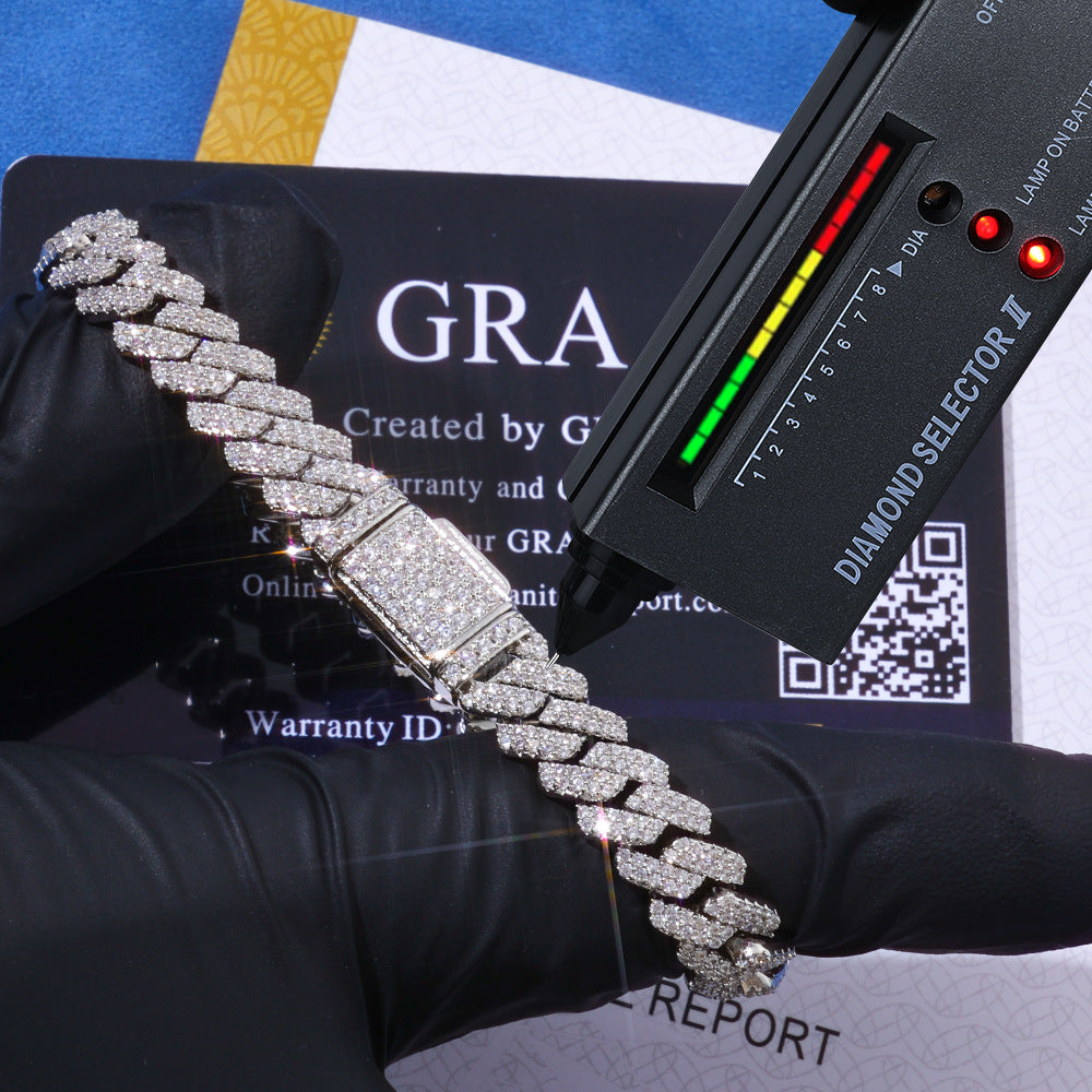 8mm S925 silver double row diamond moissanite bracelet Gubanlink