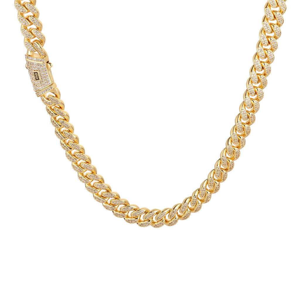 12mm S925 silver double row moissanite Moroccan Cuban Link Chain