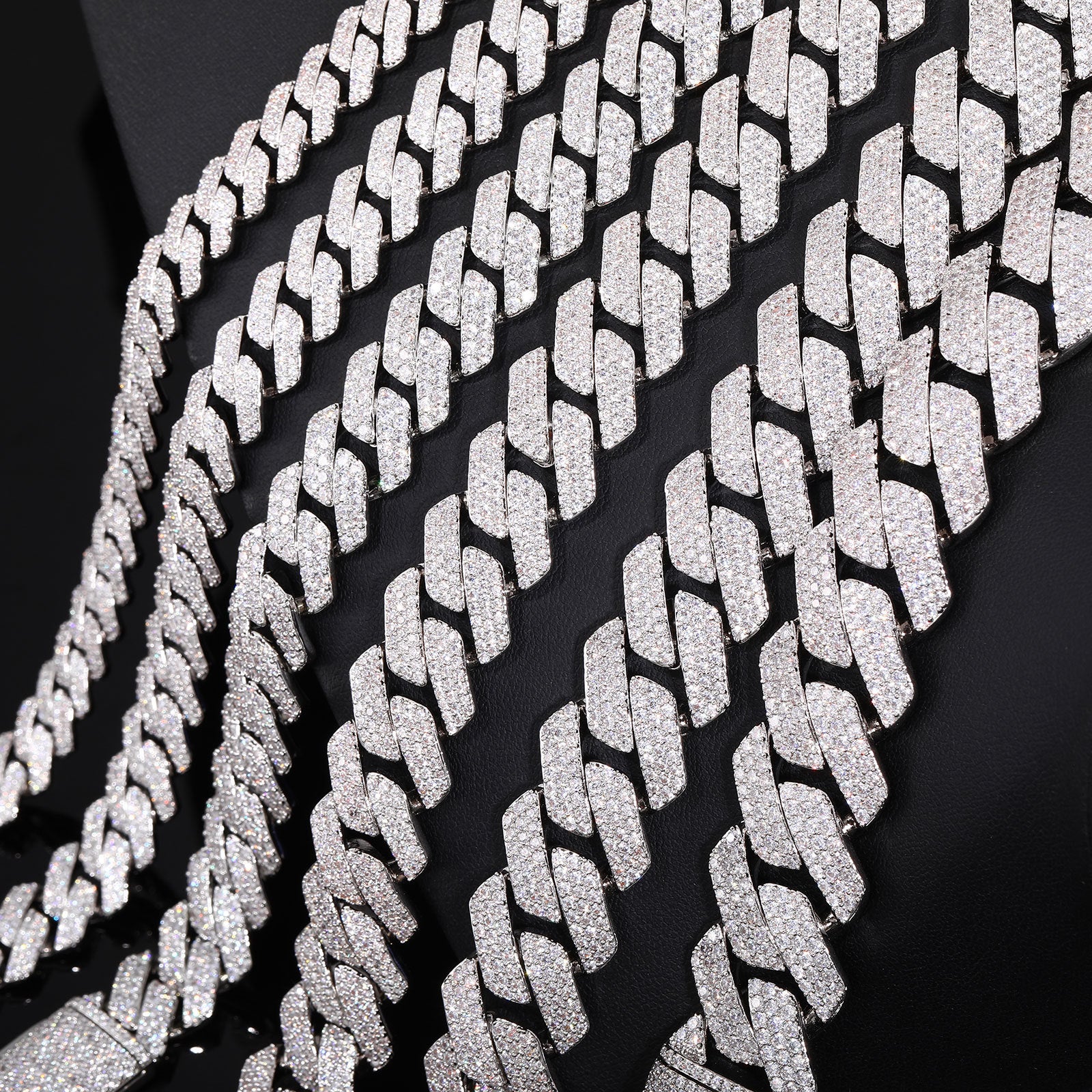 12MM White Gold Plated Iced Out  Cuban Link Chain