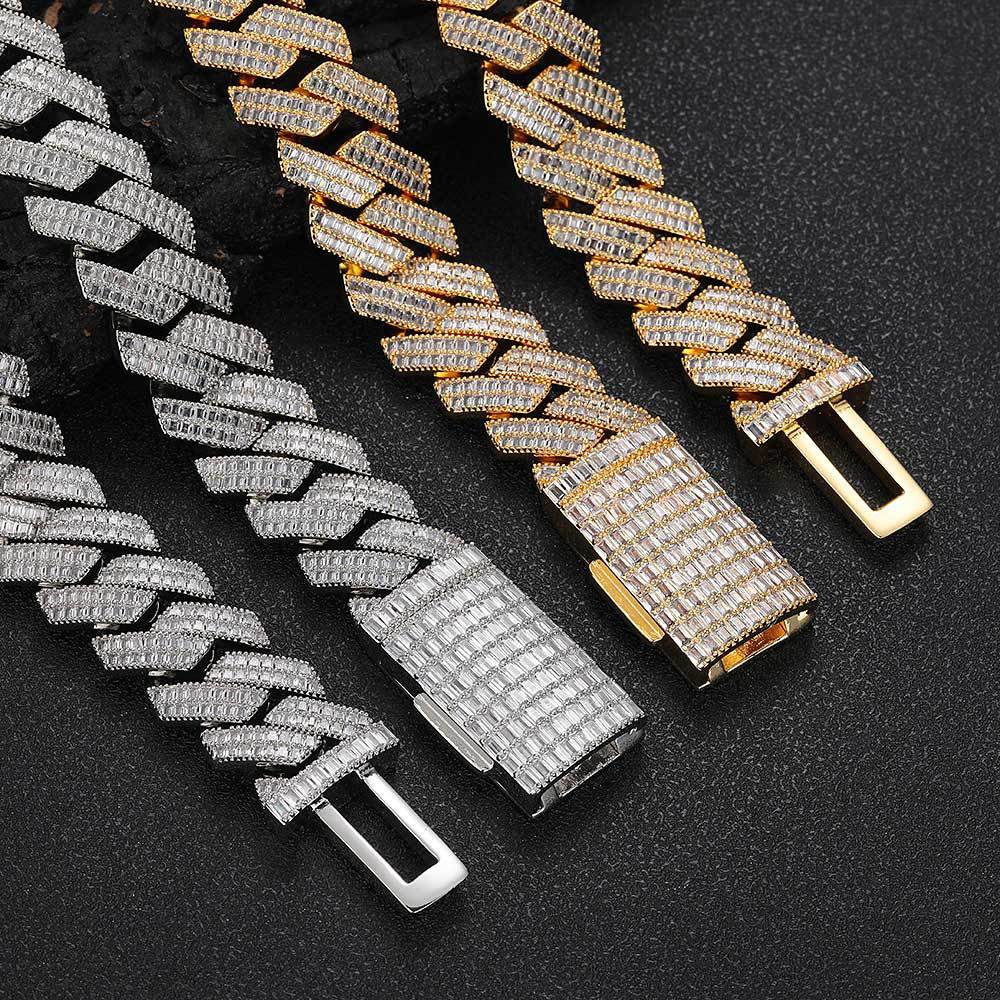 20mm Double row T square Zircon Diamond Cuban Chain