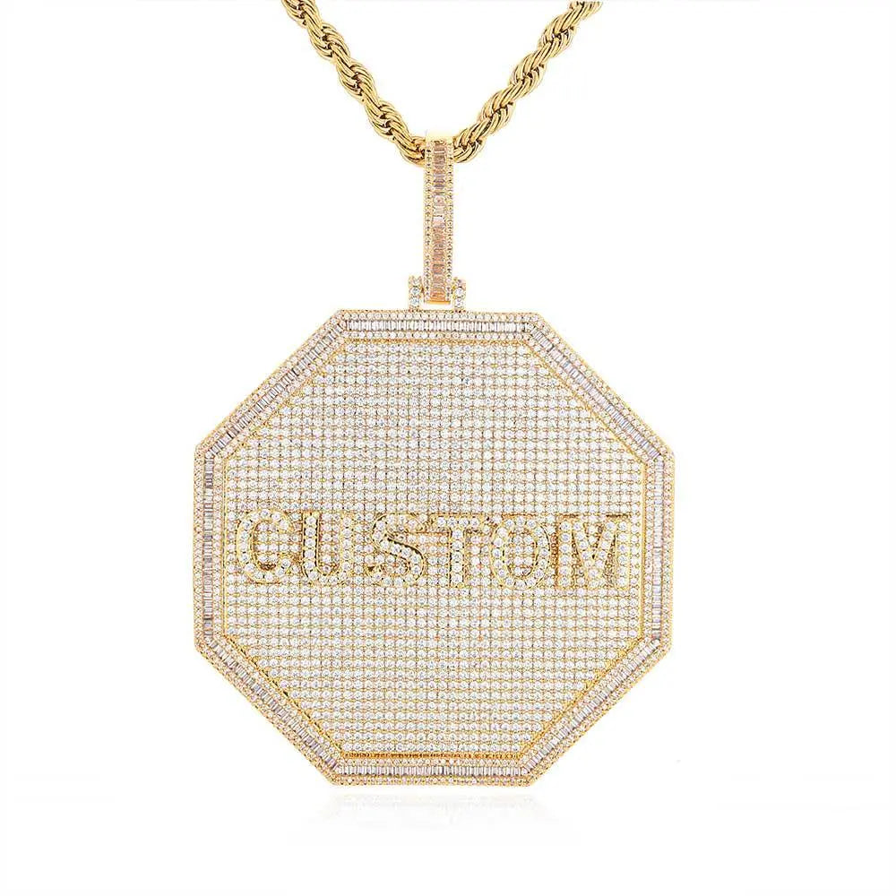 3D Big Octagon Custom Letter Pendant Thegoldlinks