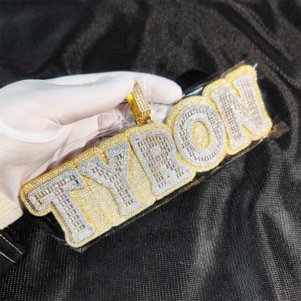 Custom Square and Round Mixed Inlaid Zircon Letter Pendant