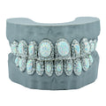 Gubanlink Opal Inlaid VVS Moissanite 925 Silver Custom Rainbow Iced Out Hip Hop Teeth Grillz
