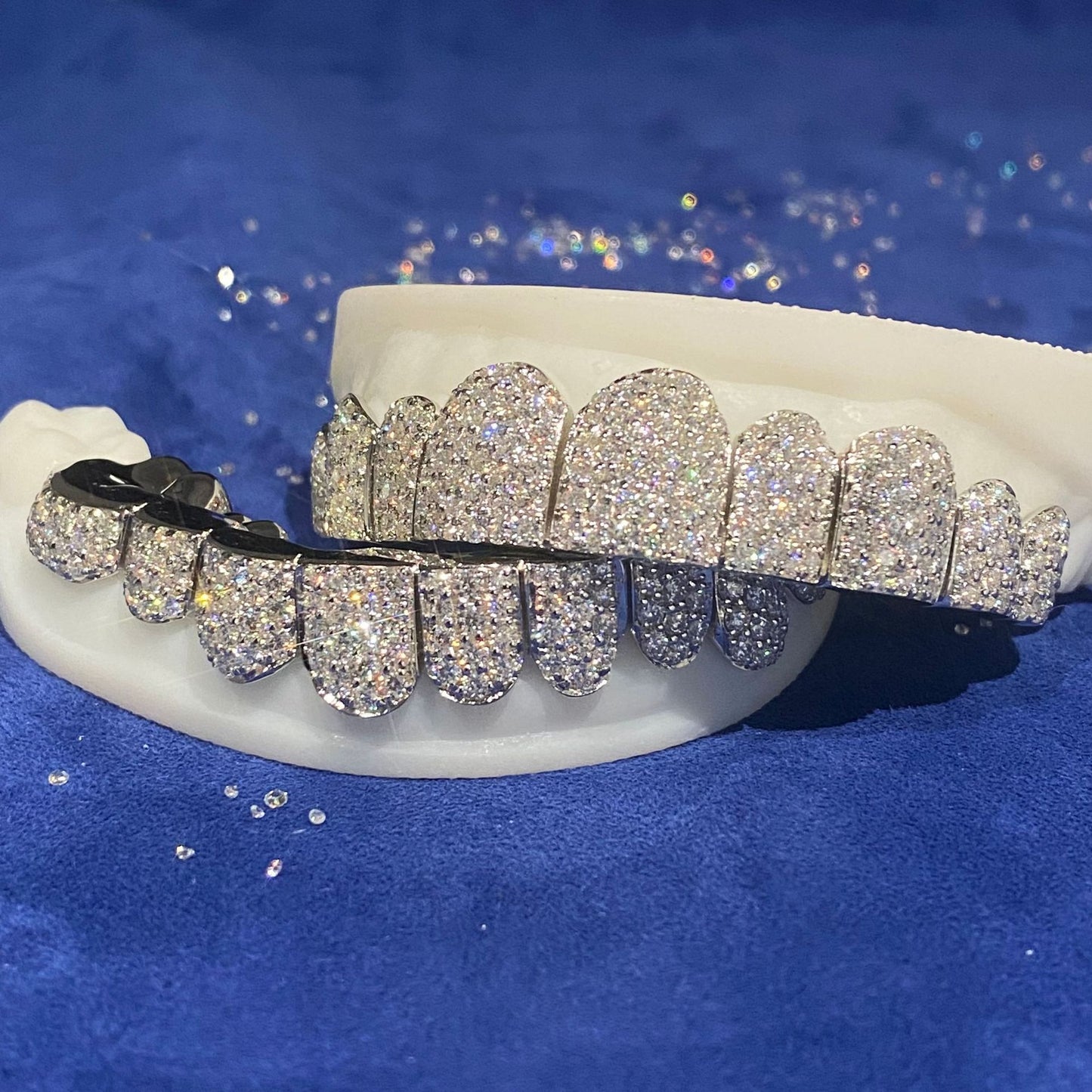 925 Sterling Silver VVS  Moissanite Stones Iced Out  Grillz