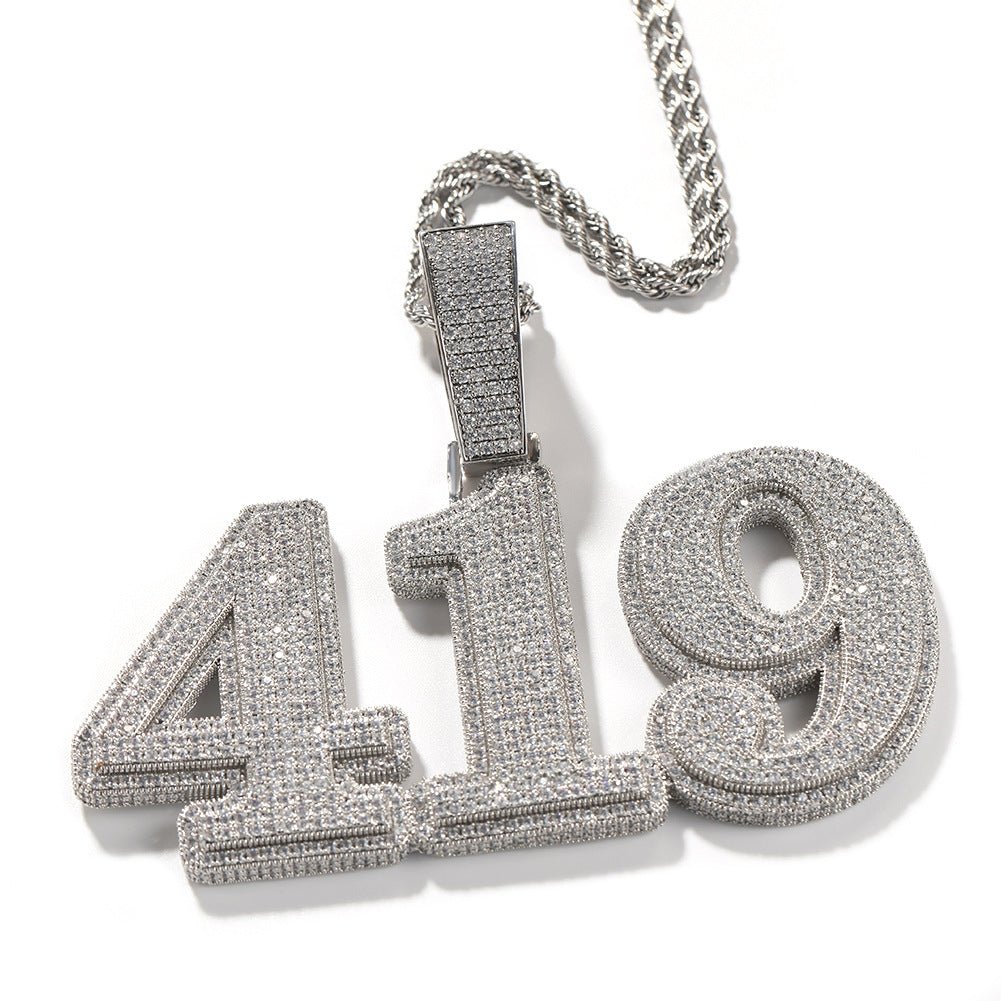 Customized Digital and Alphabet Zircon Pendant