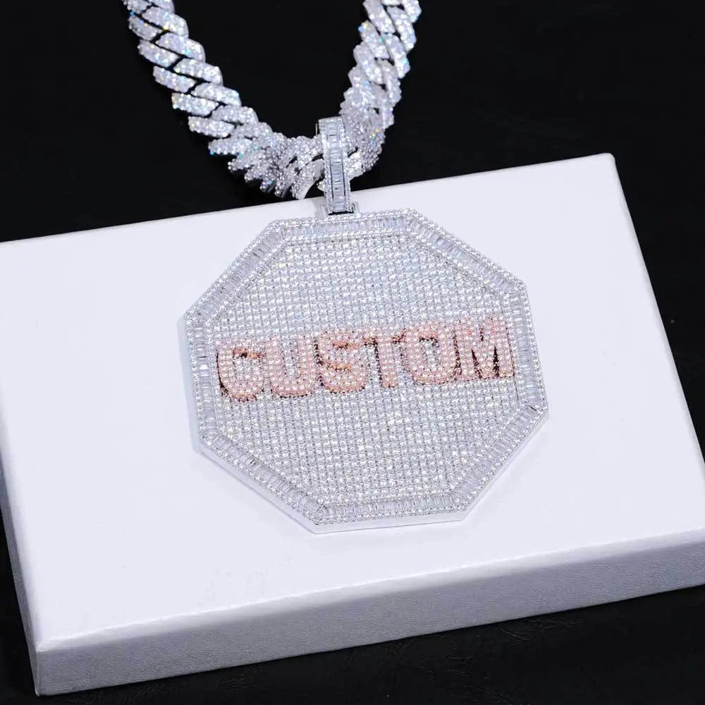 3D Big Octagon Custom Letter Pendant Thegoldlinks