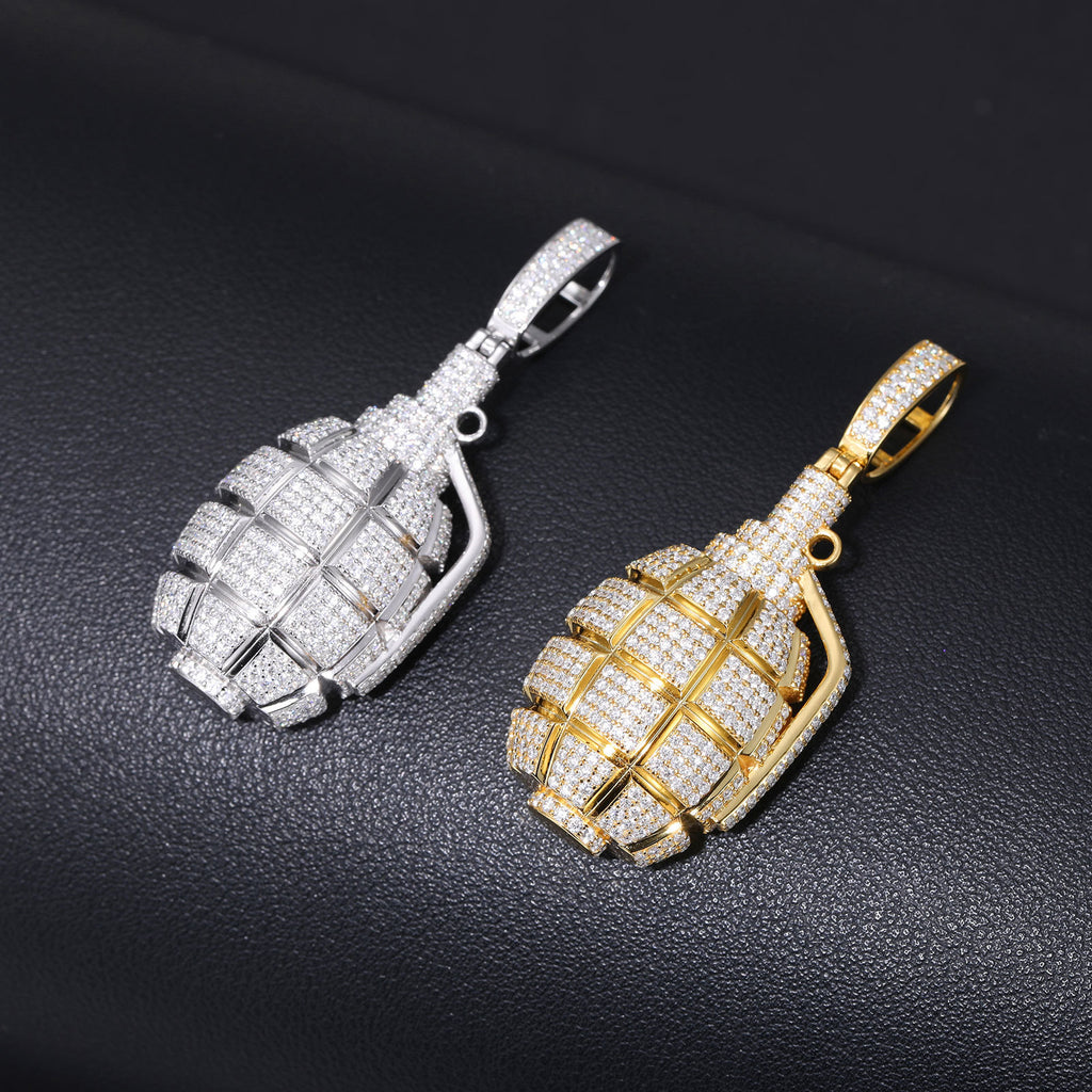Moissanite Hand Grenade Pendant