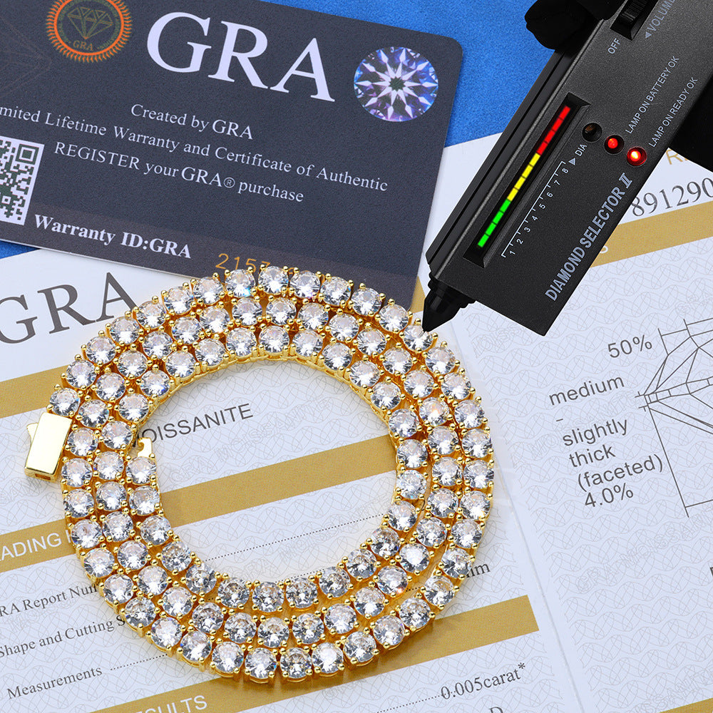 3mm-5mm   Gold S925 Silver Moissanite Tennis Chains