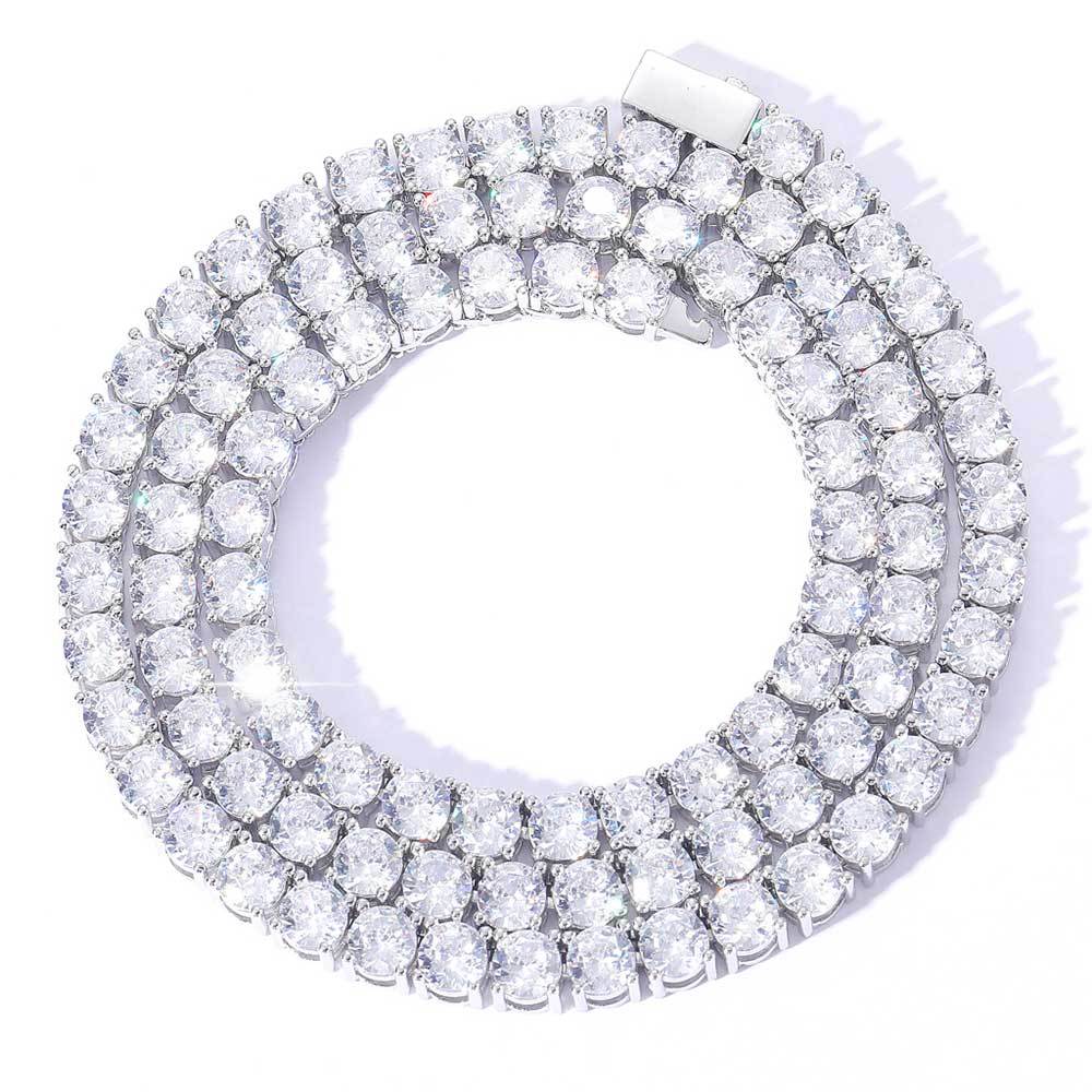 3mm-5mm  White Gold S925 Silver Moissanite Tennis Chains Gubanlink