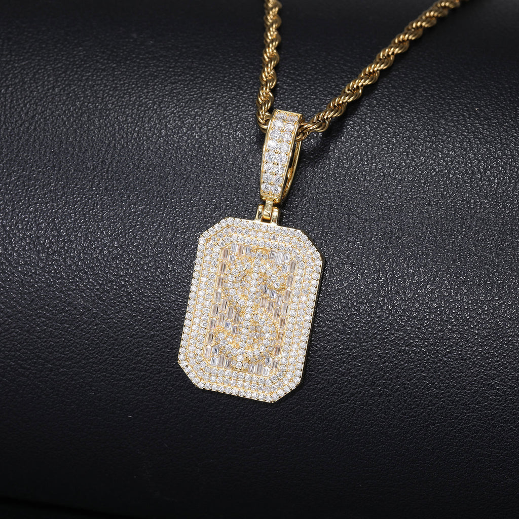 Rectangular Moissanite Dollar Sign Sterling Silver Pendant