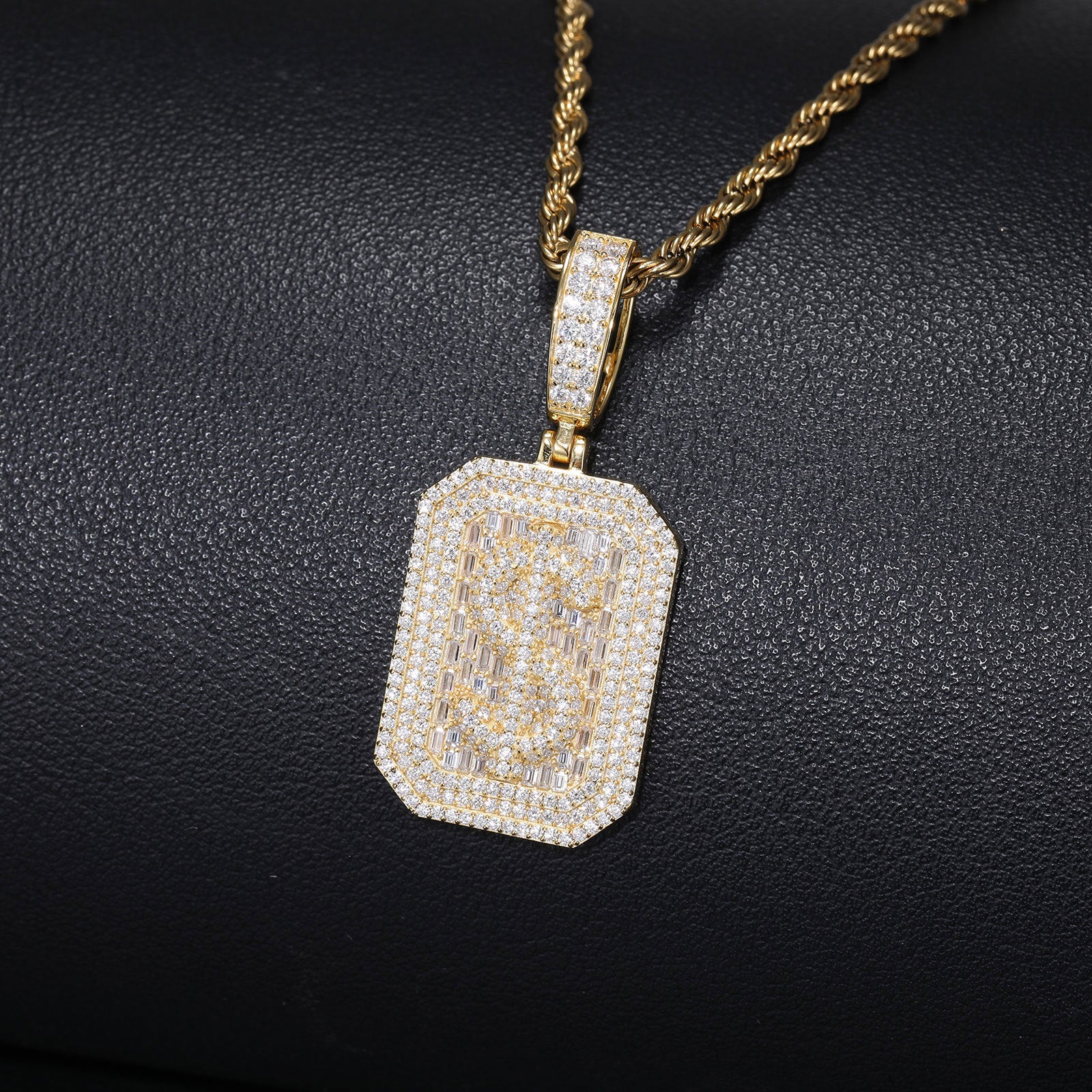 Rectangular Moissanite Dollar Sign Sterling Silver Pendant