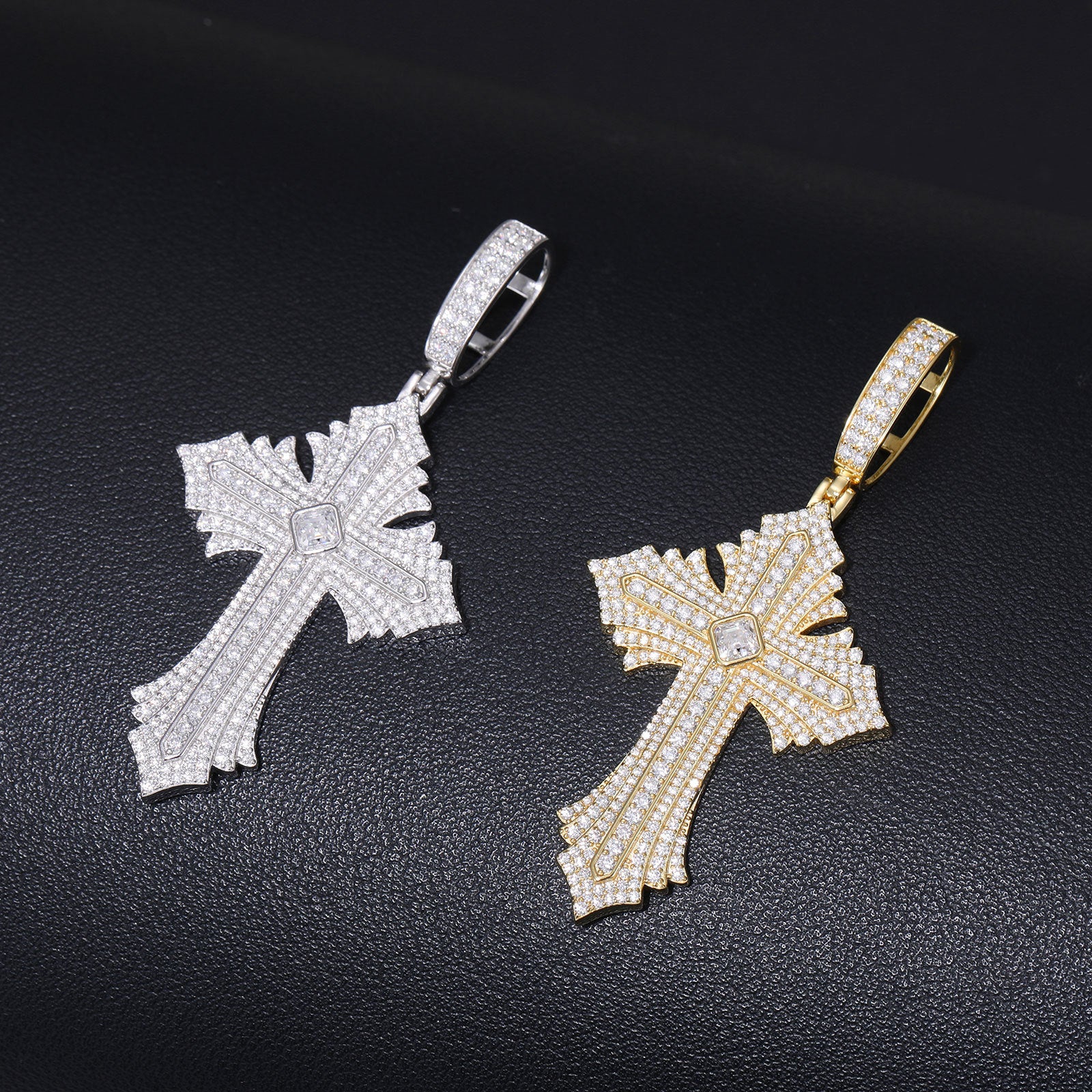Moissanite Abstract Cross Pendant