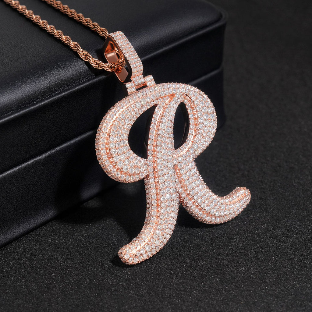 Custom Letter R Moissanite Pendant