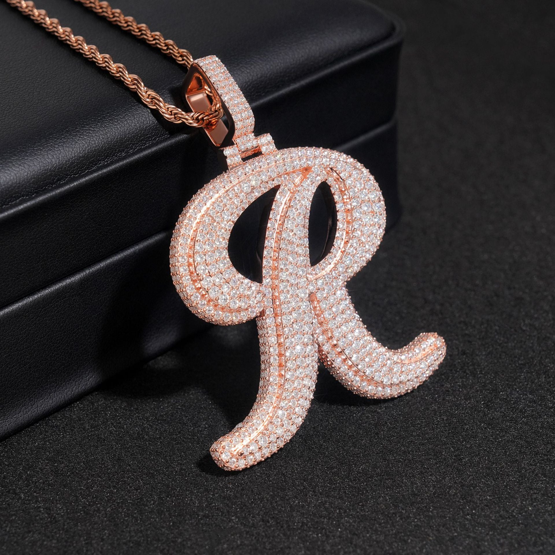 Custom Letter R Moissanite Pendant