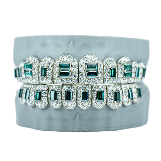 10 on 10 Emerald S925  Moissanite Diamond Grillz