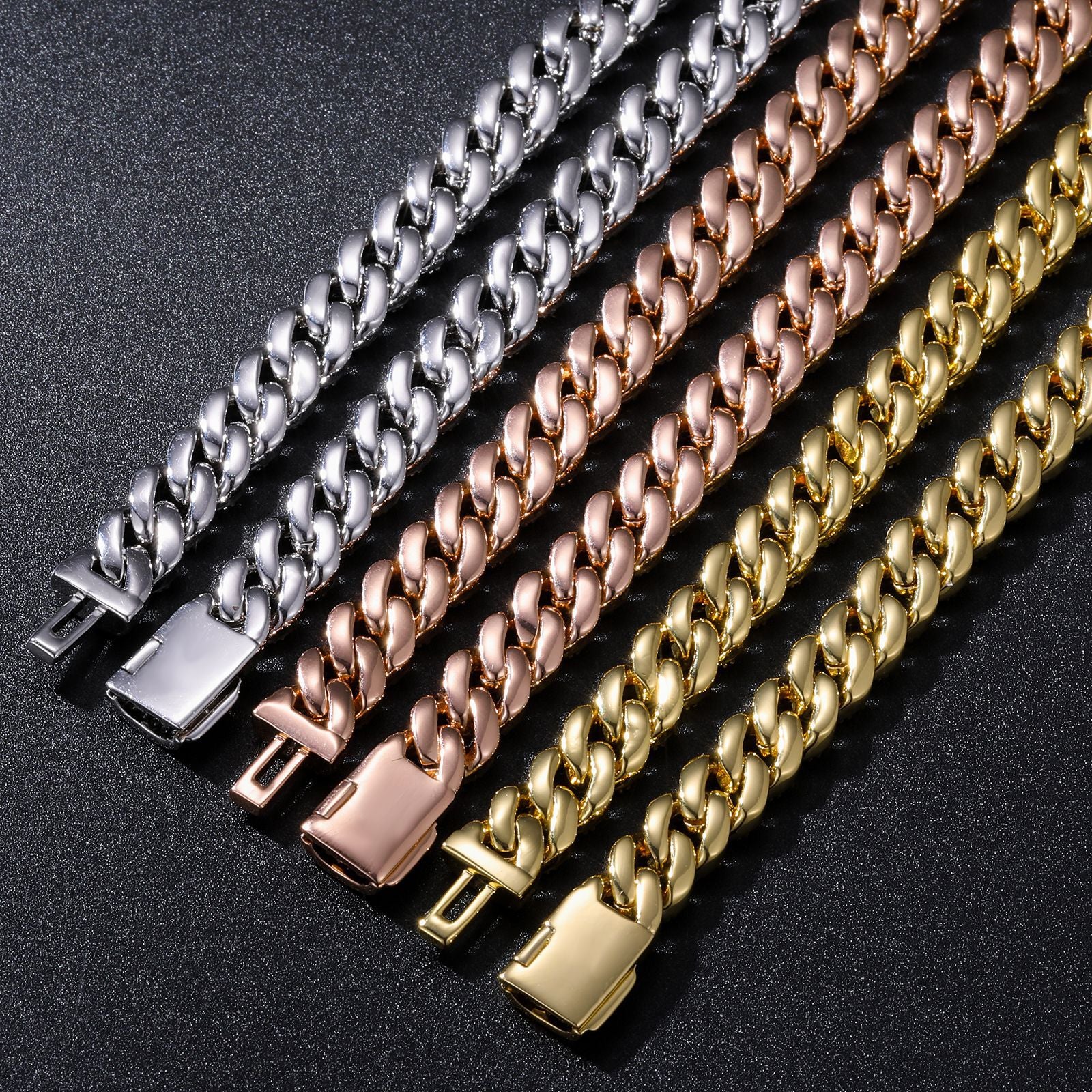 10MM 14K Gold Plated Iced Out Cuban Link Chain