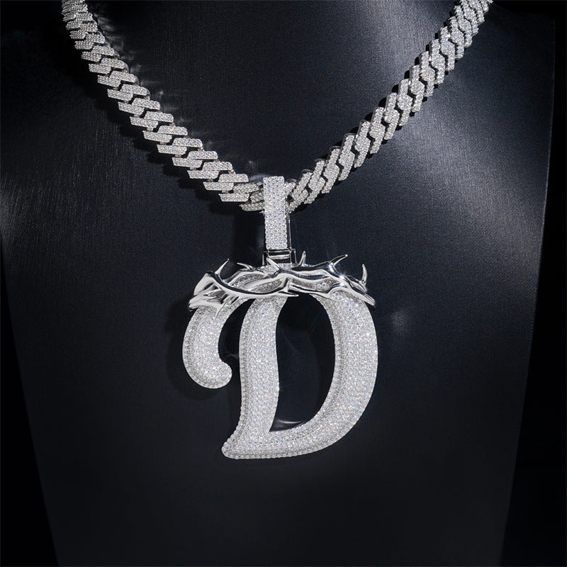 Diamond Jumbo Thorn Initial Pendant Necklace gubanlink