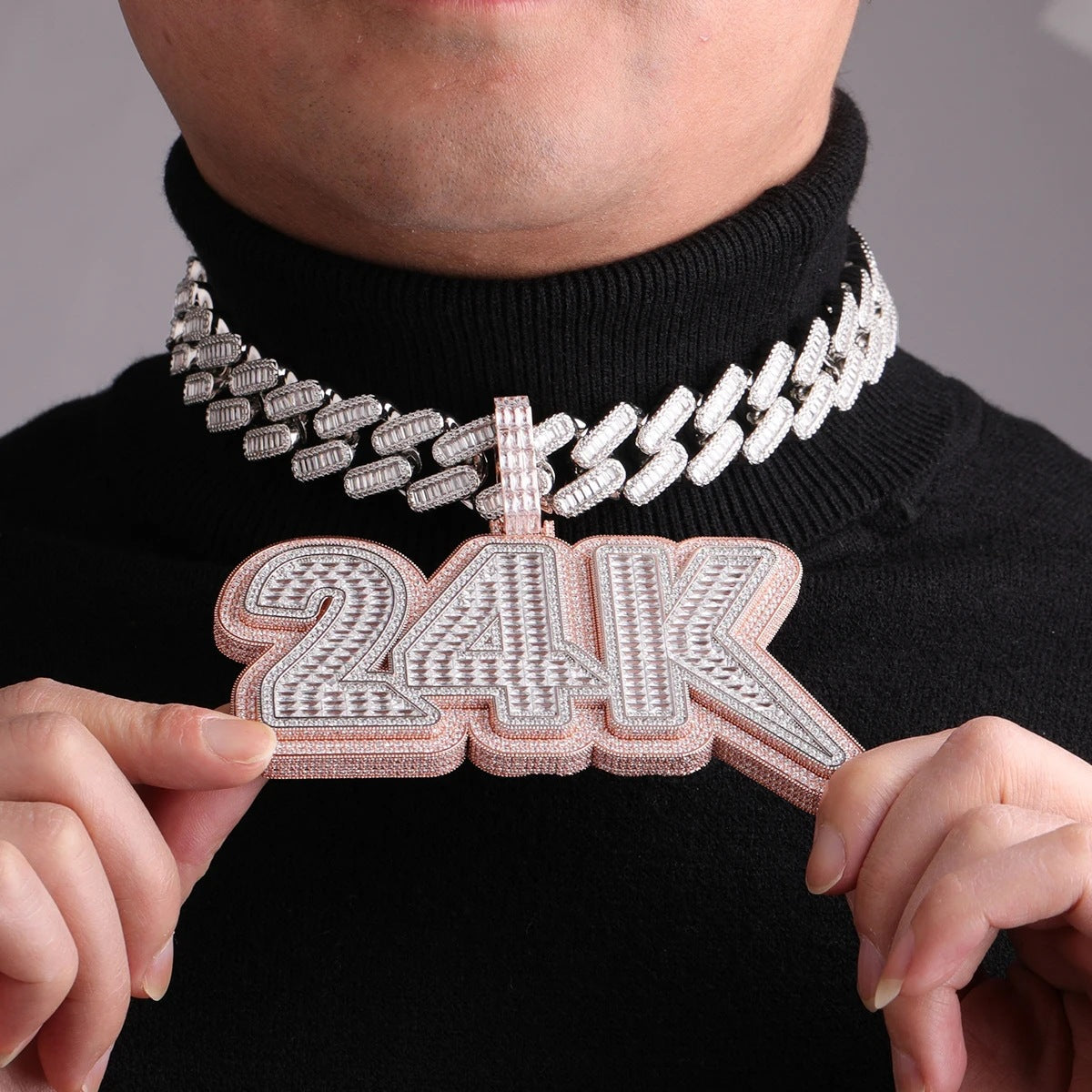 Customized Copper Inlaid Zircon Digital Letter Pendant Gubanlink