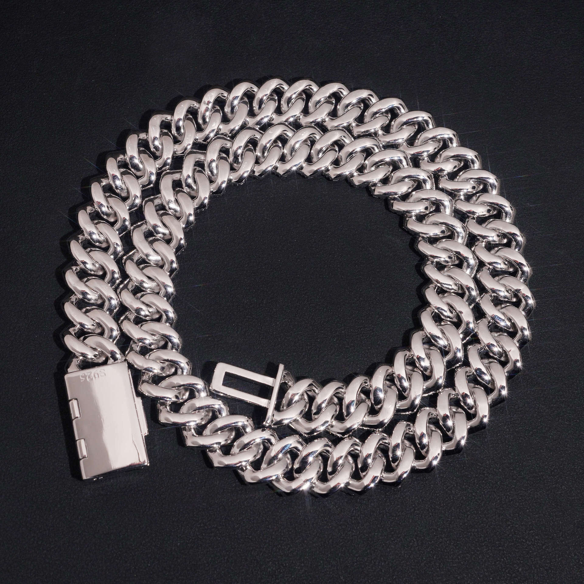 15mm Moissanite S925 Silver Necklace with Diamond Diamond Cuban Chain
