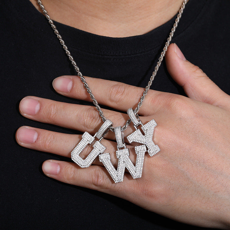 Moissanite S925 Silver Solid 26 Letters Pendant Gubanlink