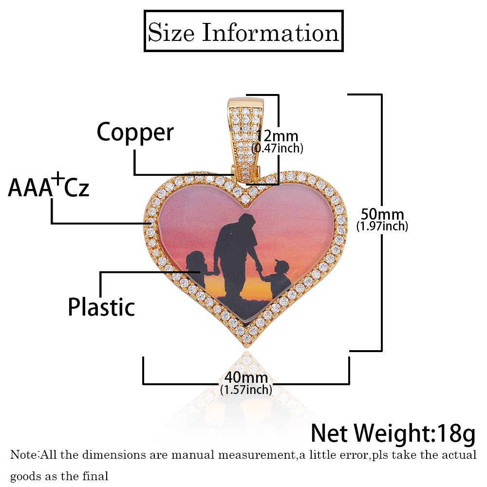 Love Photo Zircon Frame Pendant