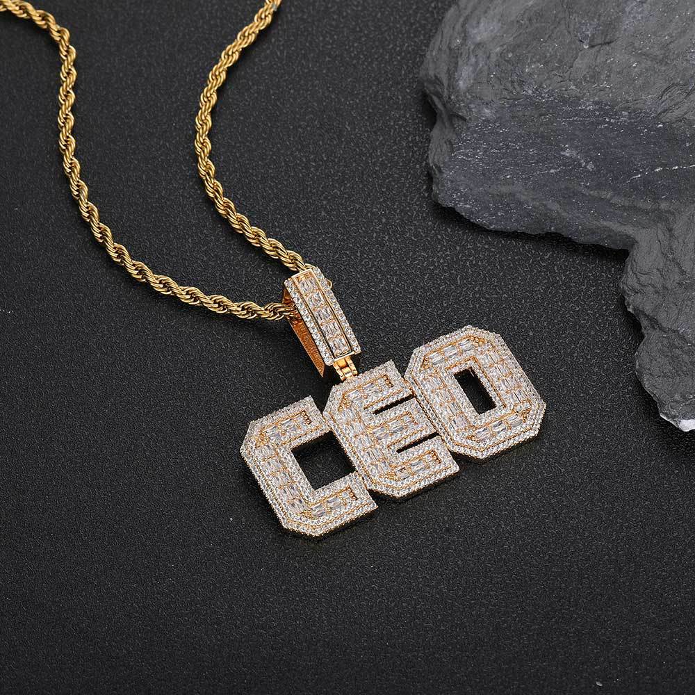 Custom T-square hip-hop letter pendant