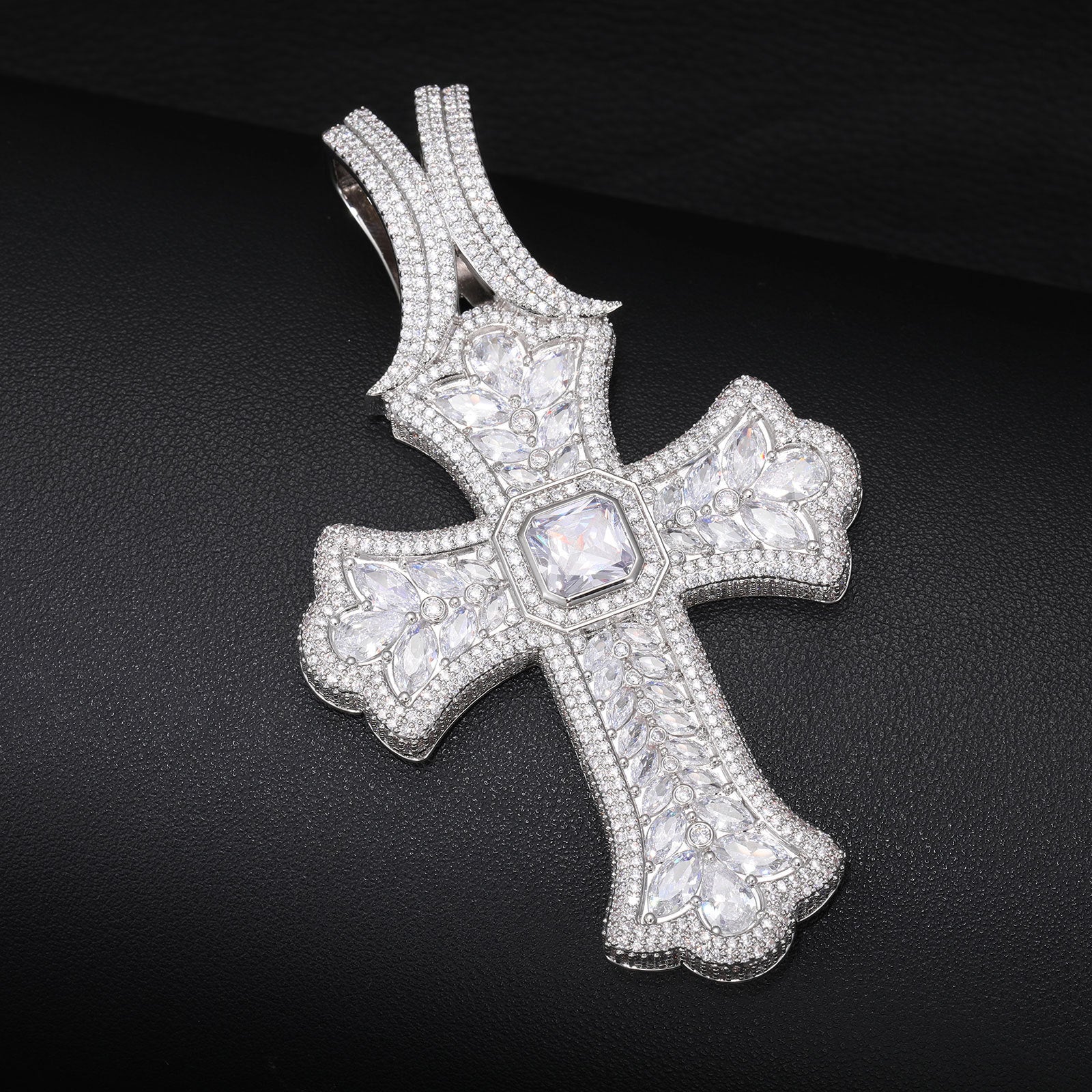 Oversized  CZ Stone Cross Pendant