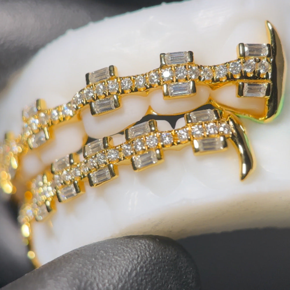 Emerald Moissanite Inlaid Braces Grillz Gubanlink