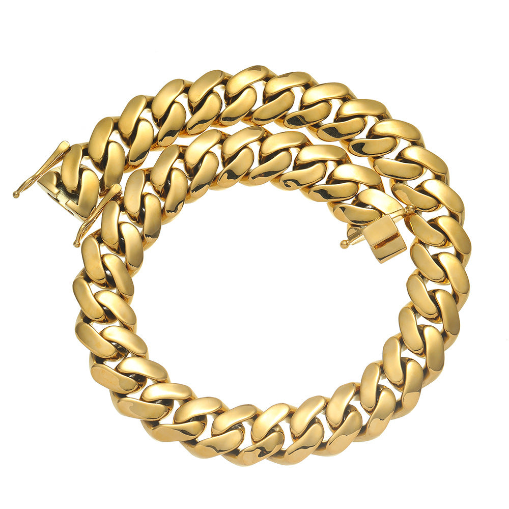 Mens 22MM 18K Gold Plated Miami Cuban Link Bracelet