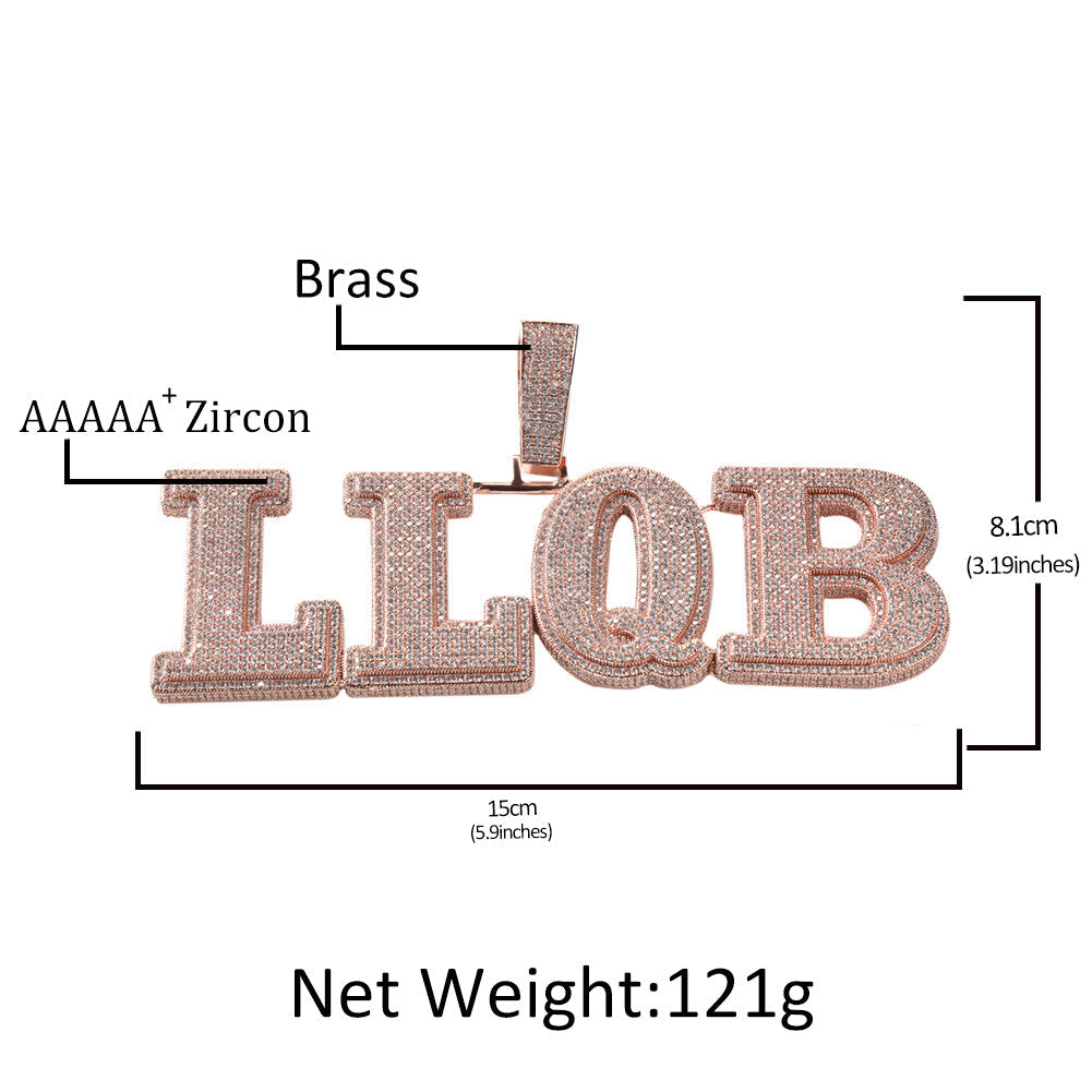 Customized Digital and Alphabet Zircon Pendant Gubanlink