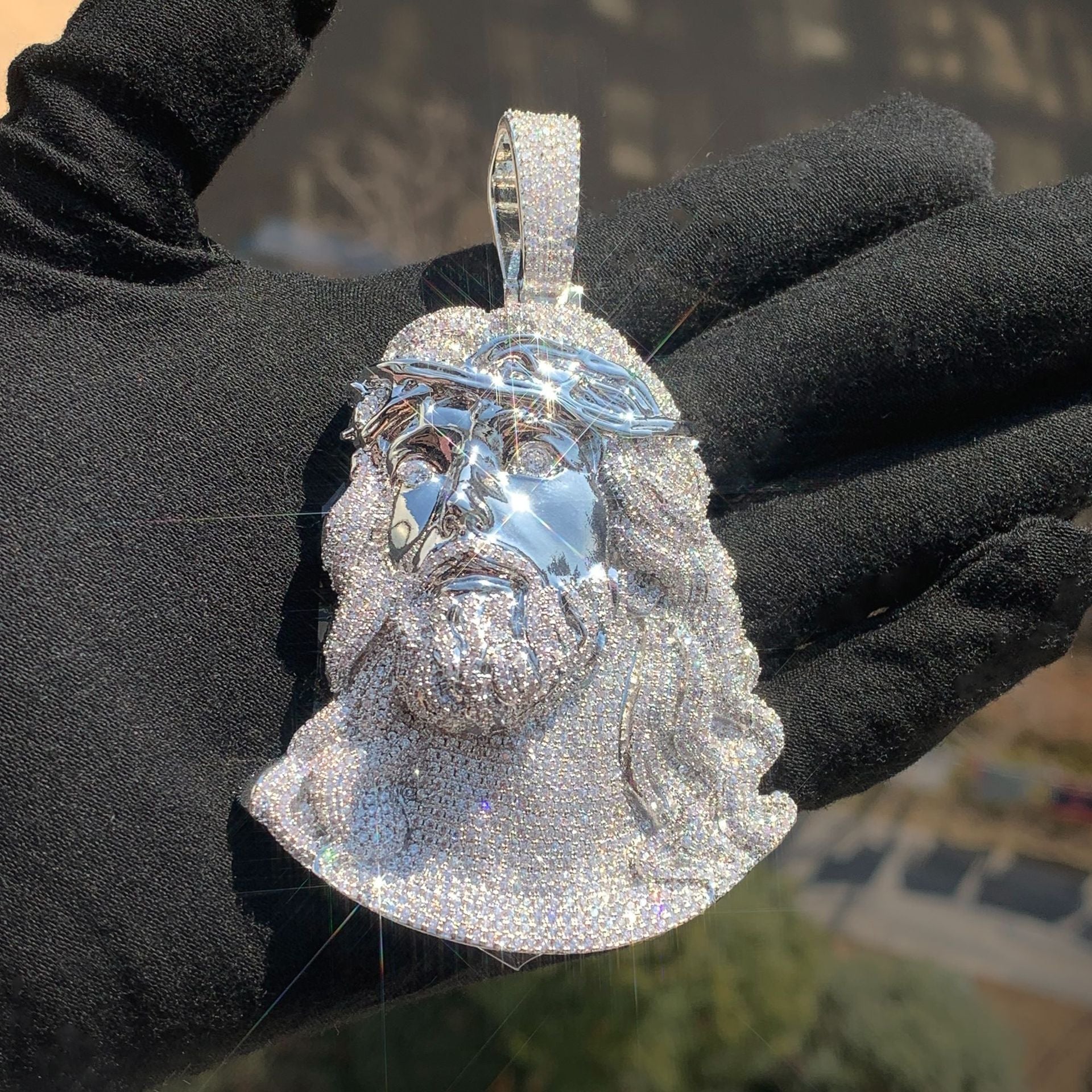Baguette S925 Moissanite Bell Jesus Pendant gubanlink