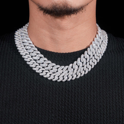 13mm/15mm/16mm/18mm New S925 Silver Moissanite Crescent Cuban Chain Gubanlink