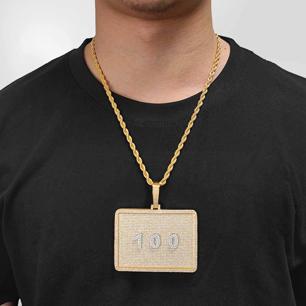 Hip Hop Rectangular Zirconia Custom Letter Pendant Gubanlink