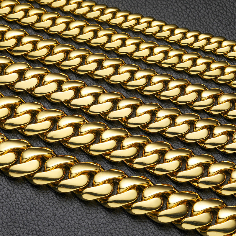 8/10/12/14/16/18MM 18K Gold Plated  Butterfly Buckle Miami Cuban Link Bracelet Gubanlink