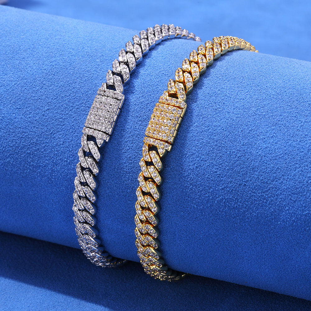 6mm S925 silver single row moissanite Cuban Bracelet Gubanlink