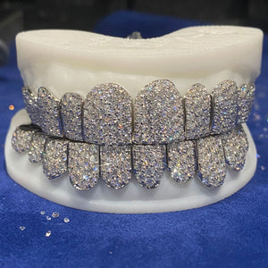 Linear Carved S925 Moissanite Diamond GRILLZ