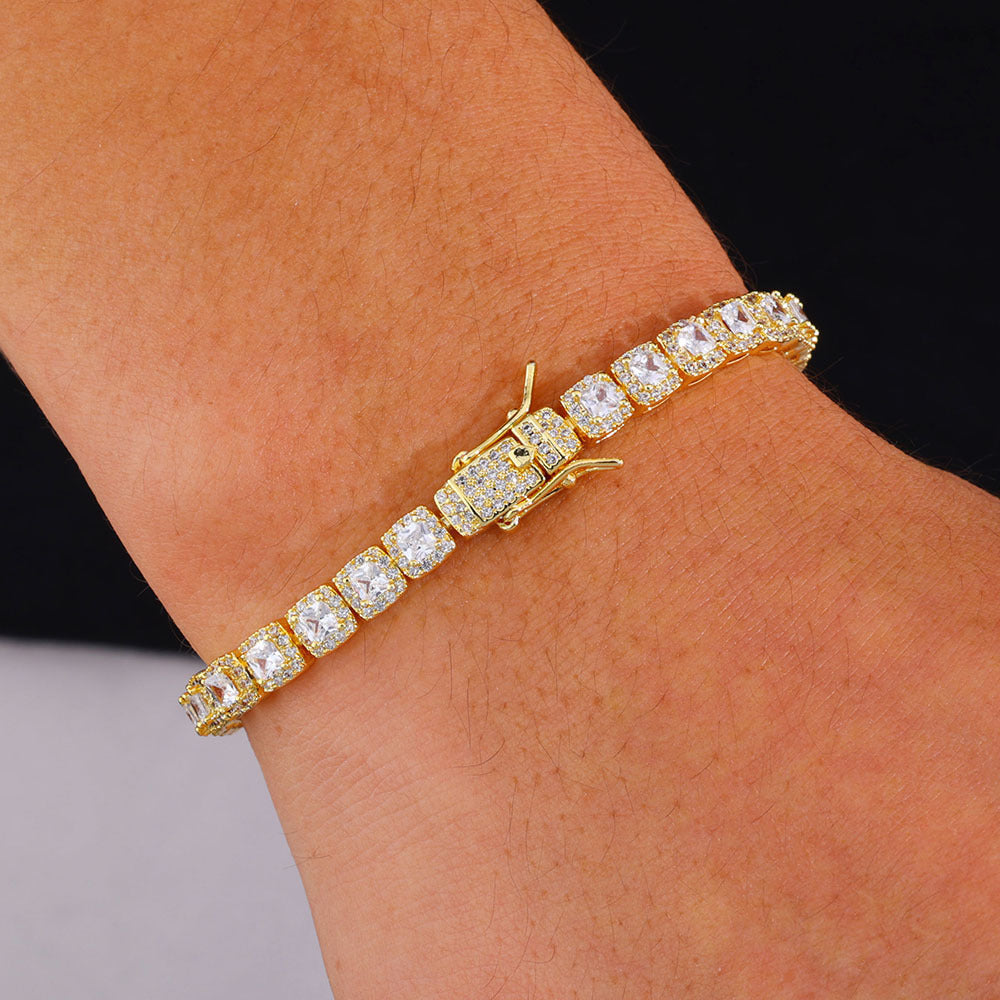 5mm  Gold S925 silver moissanite full diamond rock candy tennis bracelet Gubanlink