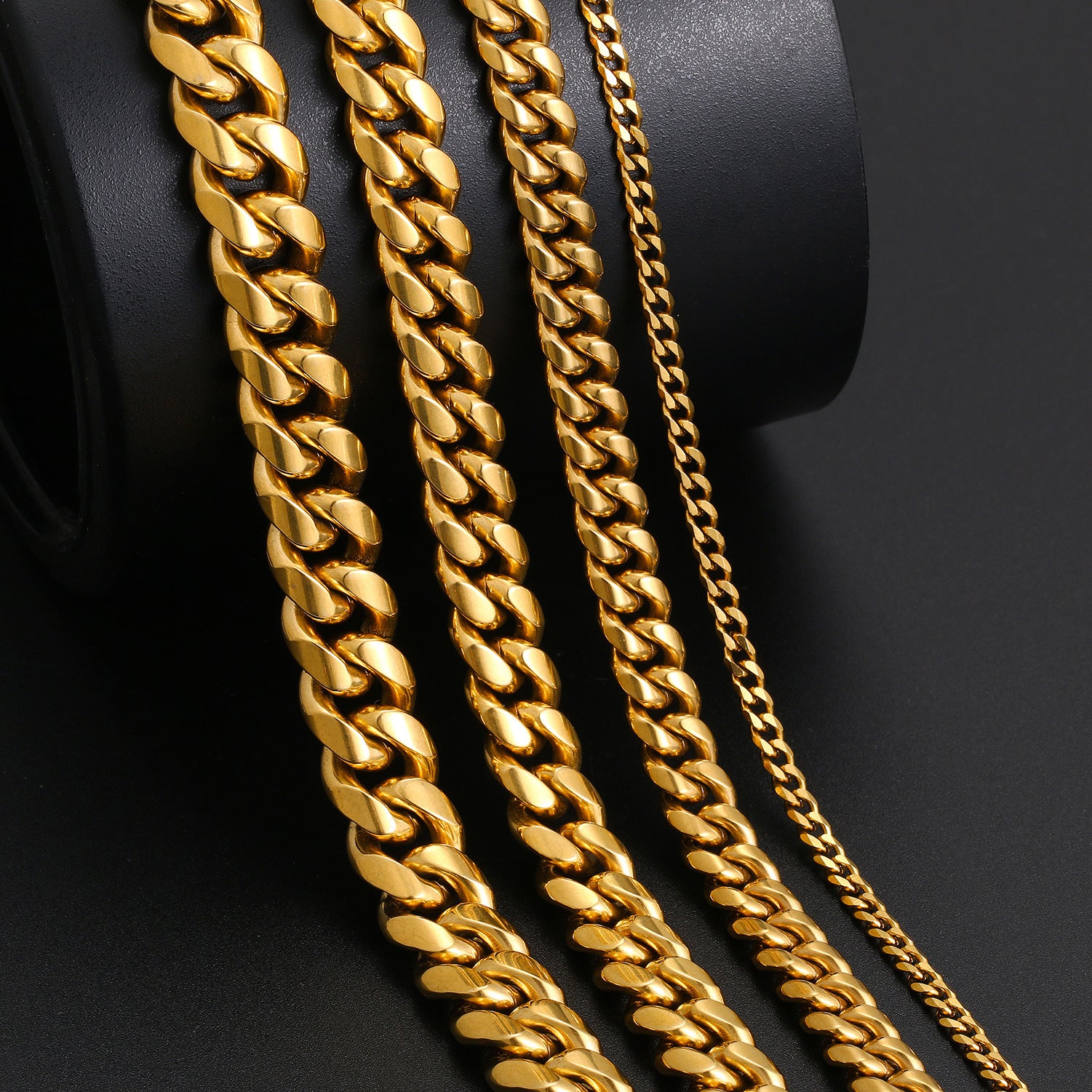 8/10/12/14/16/18MM 18K Gold Plated  Miami Cuban Link Chain