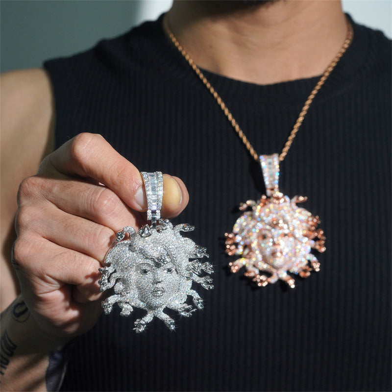 Moissanite Medusa Head Pendant