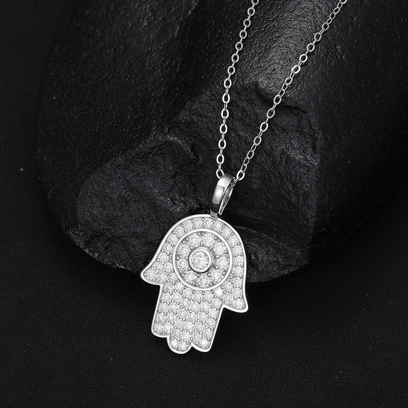 Hamsa Hand 925 Vvs d Moissanite Diamond Pendant