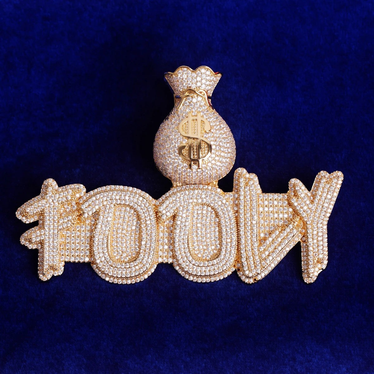 Money Bag Prong Set Custom Made Nameplate Hip Hop Pendant