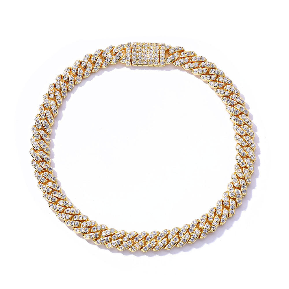 6mm S925 silver single row moissanite Cuban Bracelet