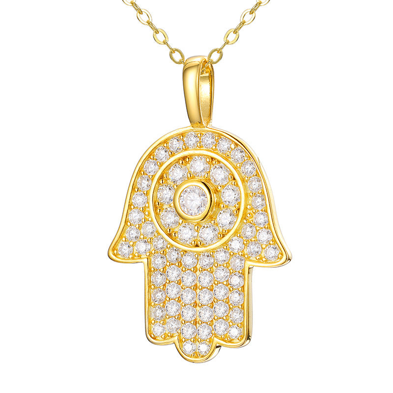 Hamsa Hand 925 Vvs d Moissanite Diamond Pendant