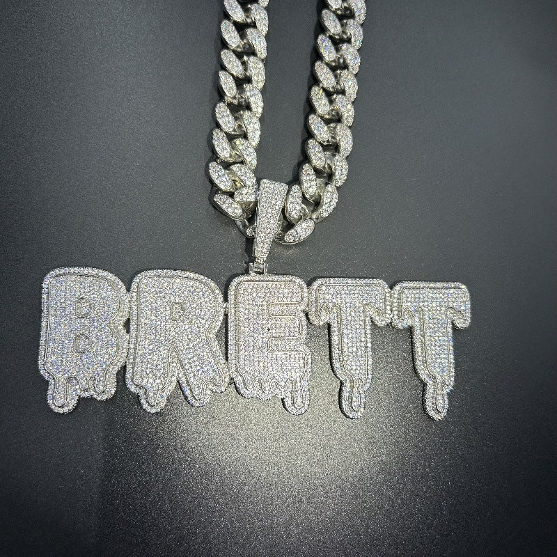 Customized letter and number combination zircon drop pendant