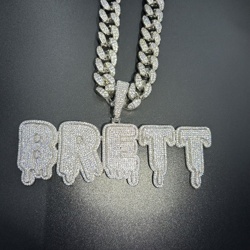 Customized letter and number combination zircon drop pendant Gubanlink